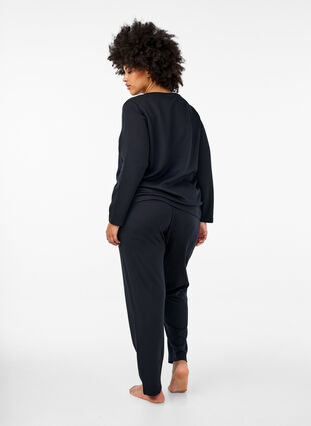 Zizzi Modal-blandingsbukser med elastisk linning, Svart, Model image number 1