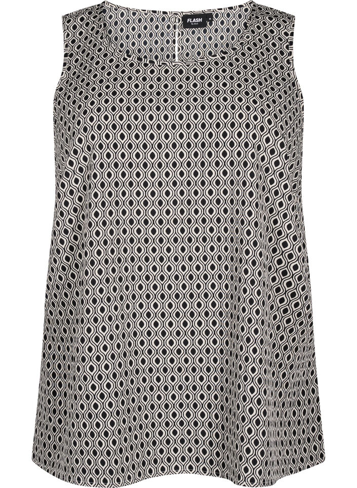 FLASH – Ermeløs topp med trykk, Svart, Packshot image number 0