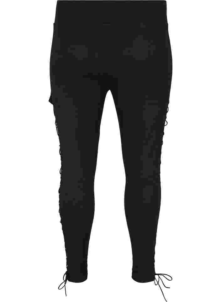 Leggings med snøring, Black, Packshot image number 1