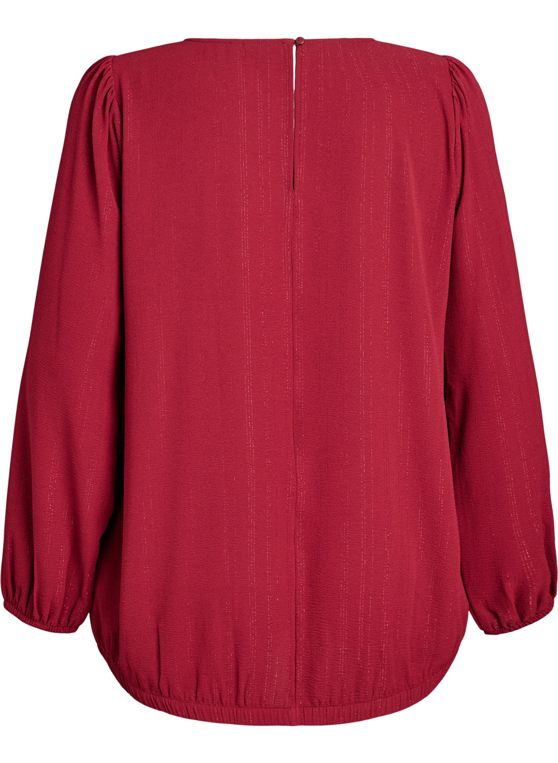Zizzi Bluse med glitter, M&oslash;rk Bordeaux, Packshot image number 1