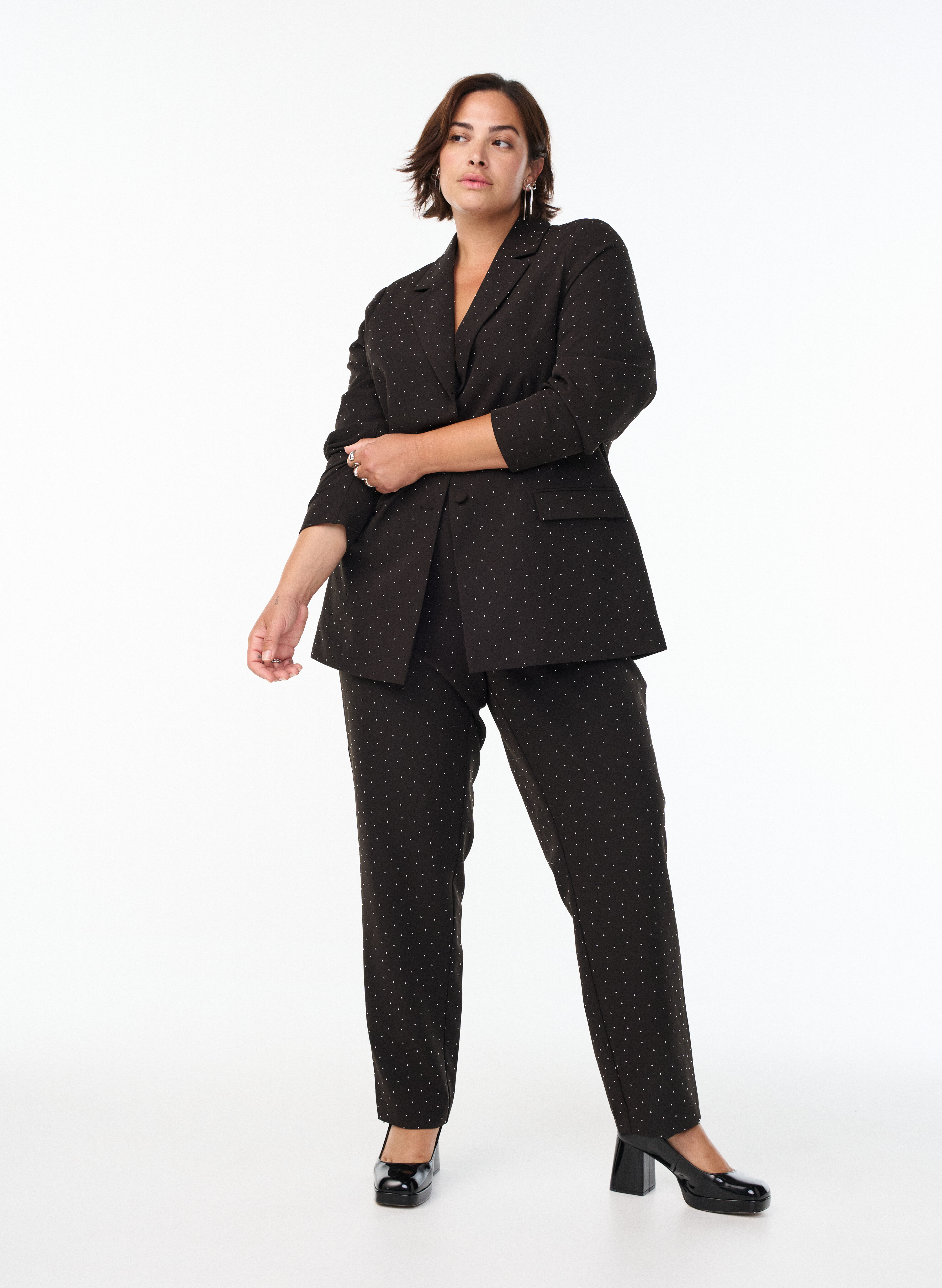 Zizzi Blazersett med rhinestones, , Model