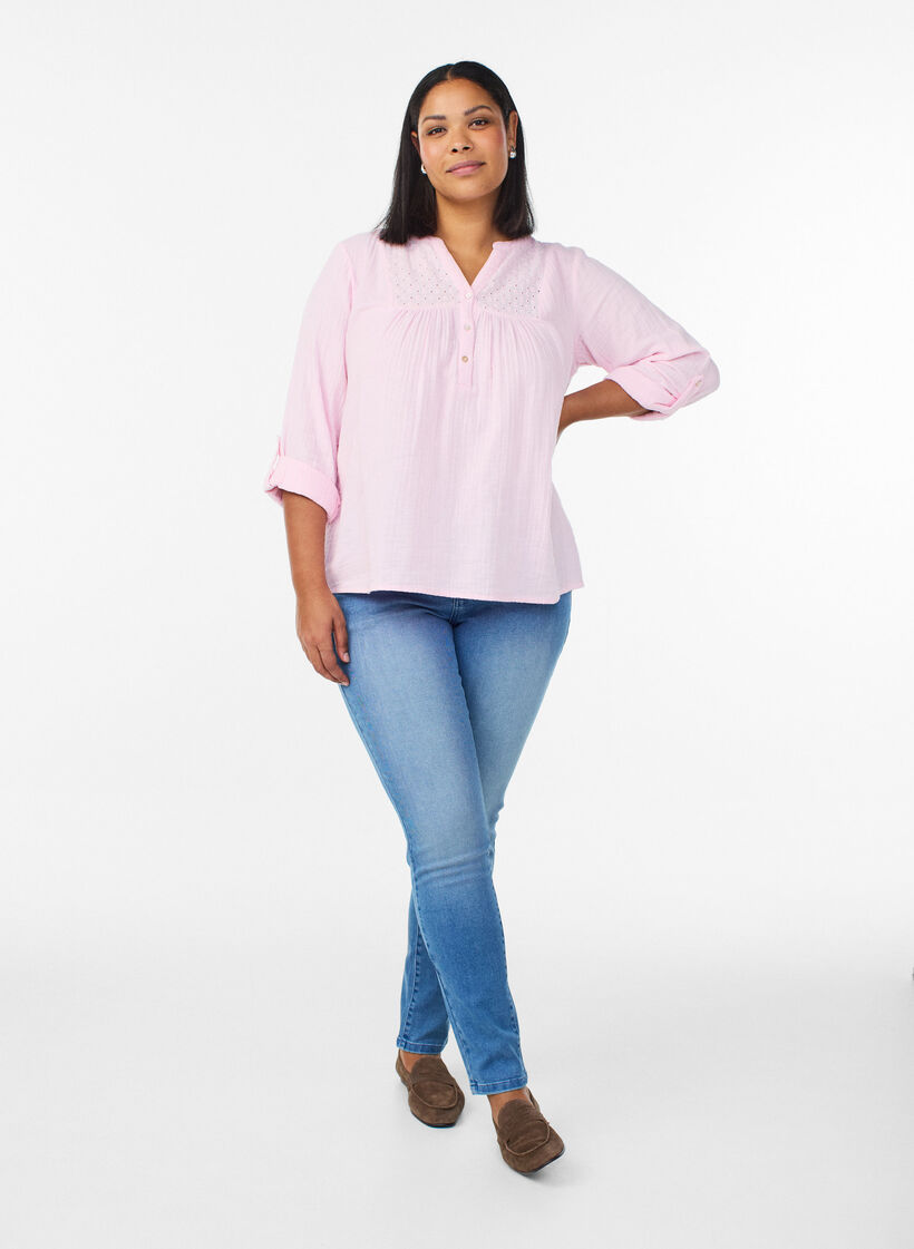Slim fit Emily jeans med normal h&oslash;yde i livet, Bl&aring;, Model image number 0