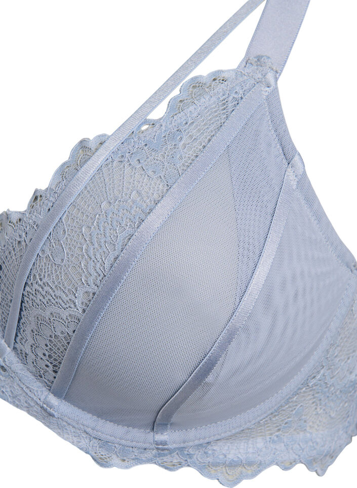 Heldekkende BH med blonder og stringdetaljer, Blå, Packshot image number 2