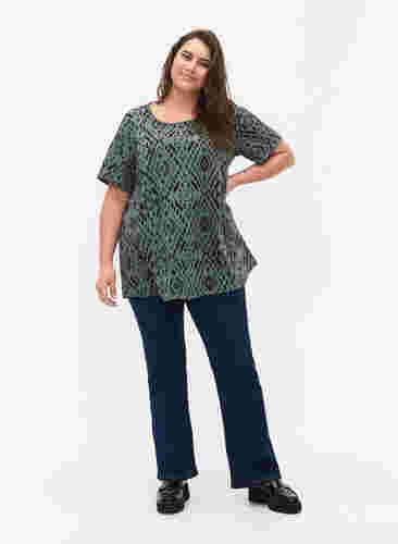 FLASH - Bluse med korte ermer og mønster, Balsam Graphic, Model image number 2
