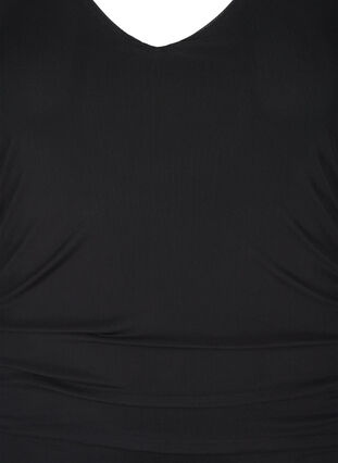 Zizzi Midi mesh kjole med draperinger, Black, Packshot image number 1