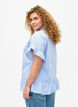 Stripete bluse med peplum og volangdetaljer, Blue Stripe, Model image number 1