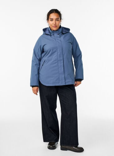 Zizzi Funksjonell kort hette vinterjakke, Blå, Model image number 1