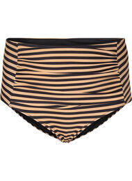 Høytlivs bikinitruse med striper, Tan w. Black