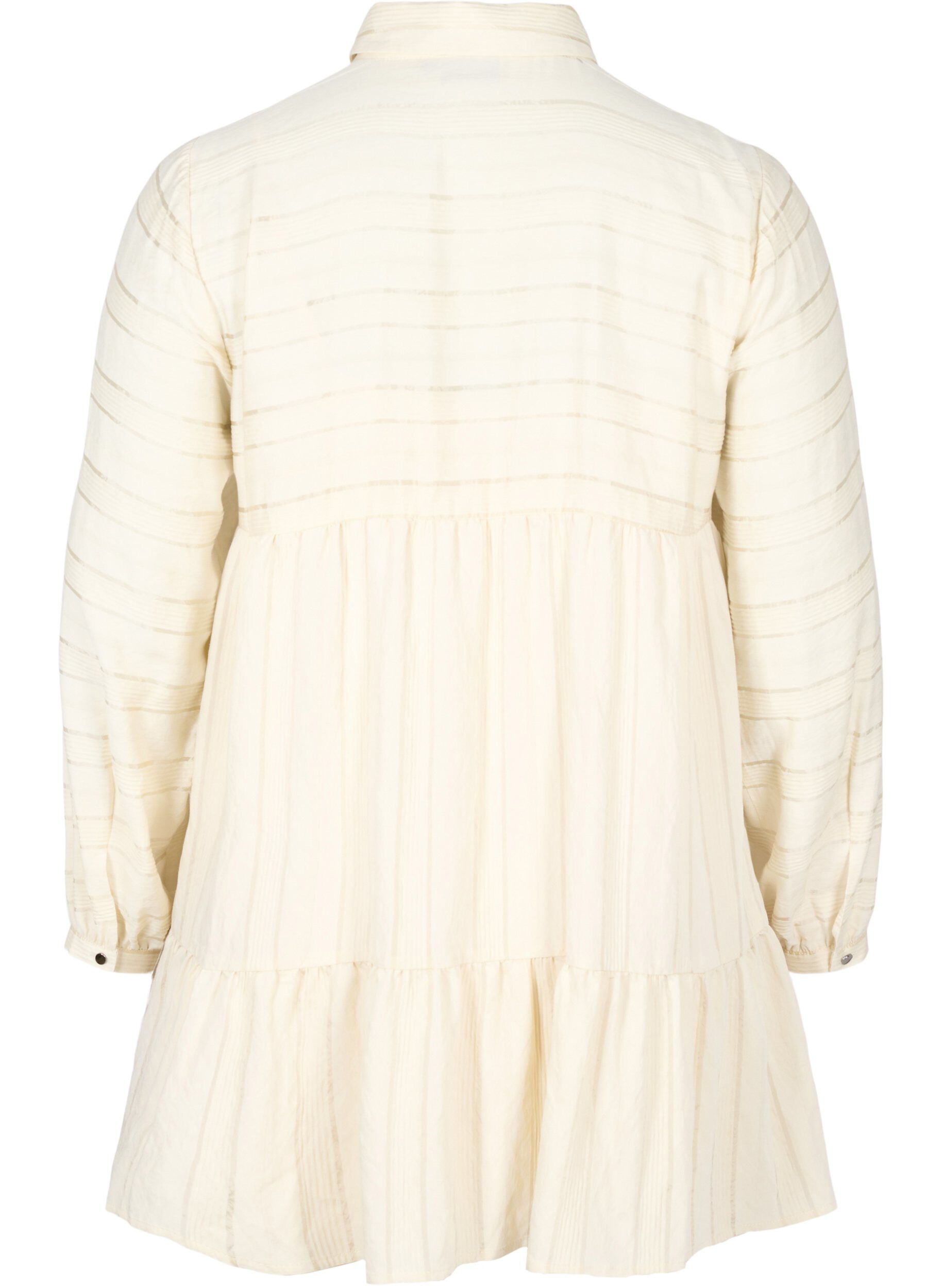 Zizzi M&oslash;nstrete tunika med knapper og lange ermer, Fog, Packshot image number 1