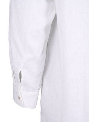 Lang skjorte i lin og bomull, Bright White, Packshot image number 4