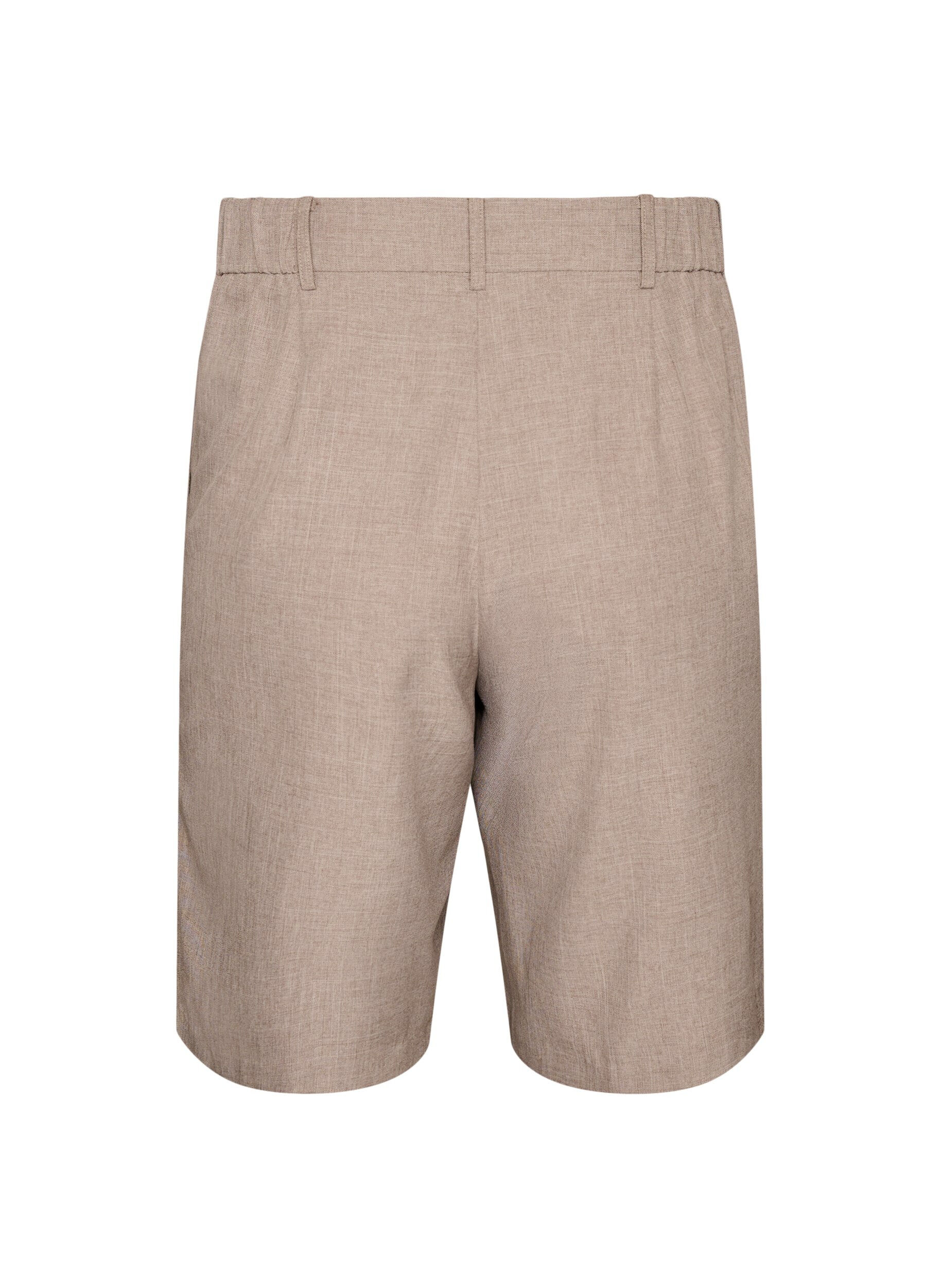 ZizziLoose fit Bermuda shorts med h&oslash;y midje, Brun, Packshot image number 1