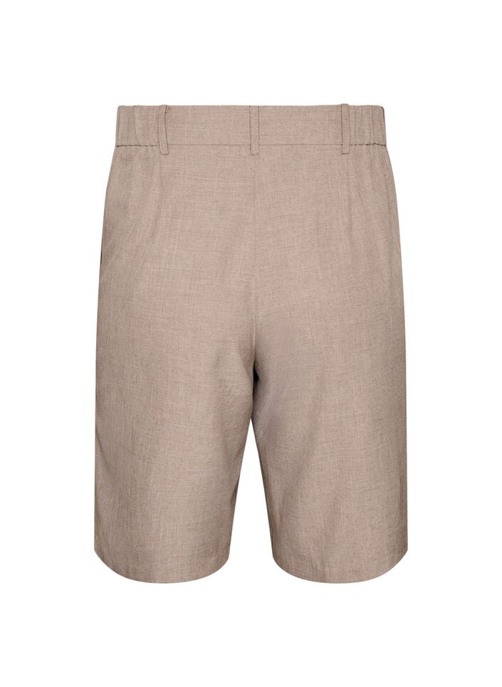 Loose fit Bermuda shorts med h&oslash;y midje, Brun, Packshot image number 1