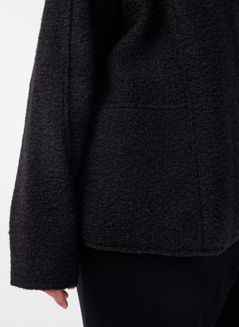 Loose fit cardigan med lommer, Svart, Model image number 3