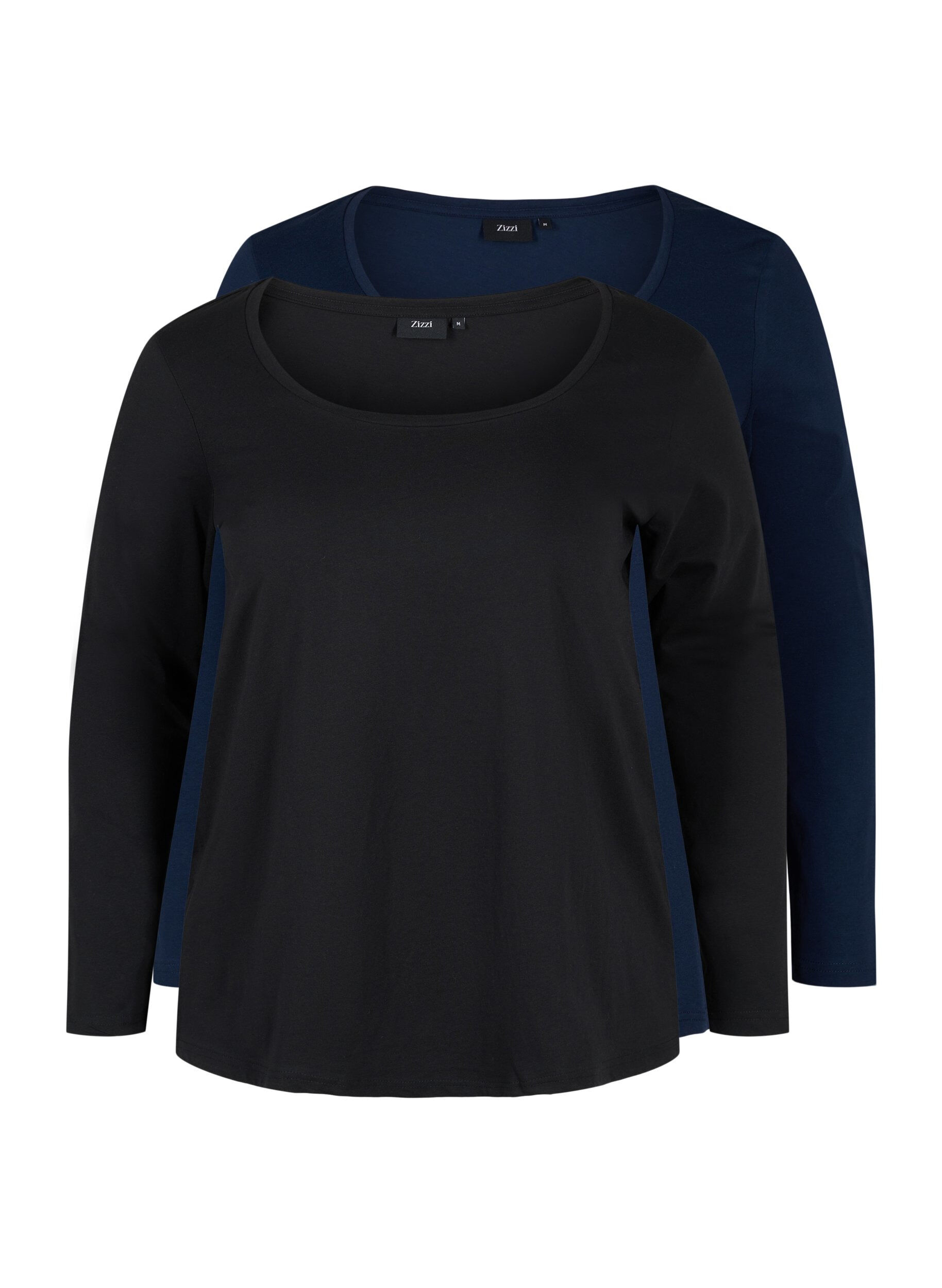 Zizzi Basisgenser i bomull, 2 stk., Black/Navy B, Packshot image number 4