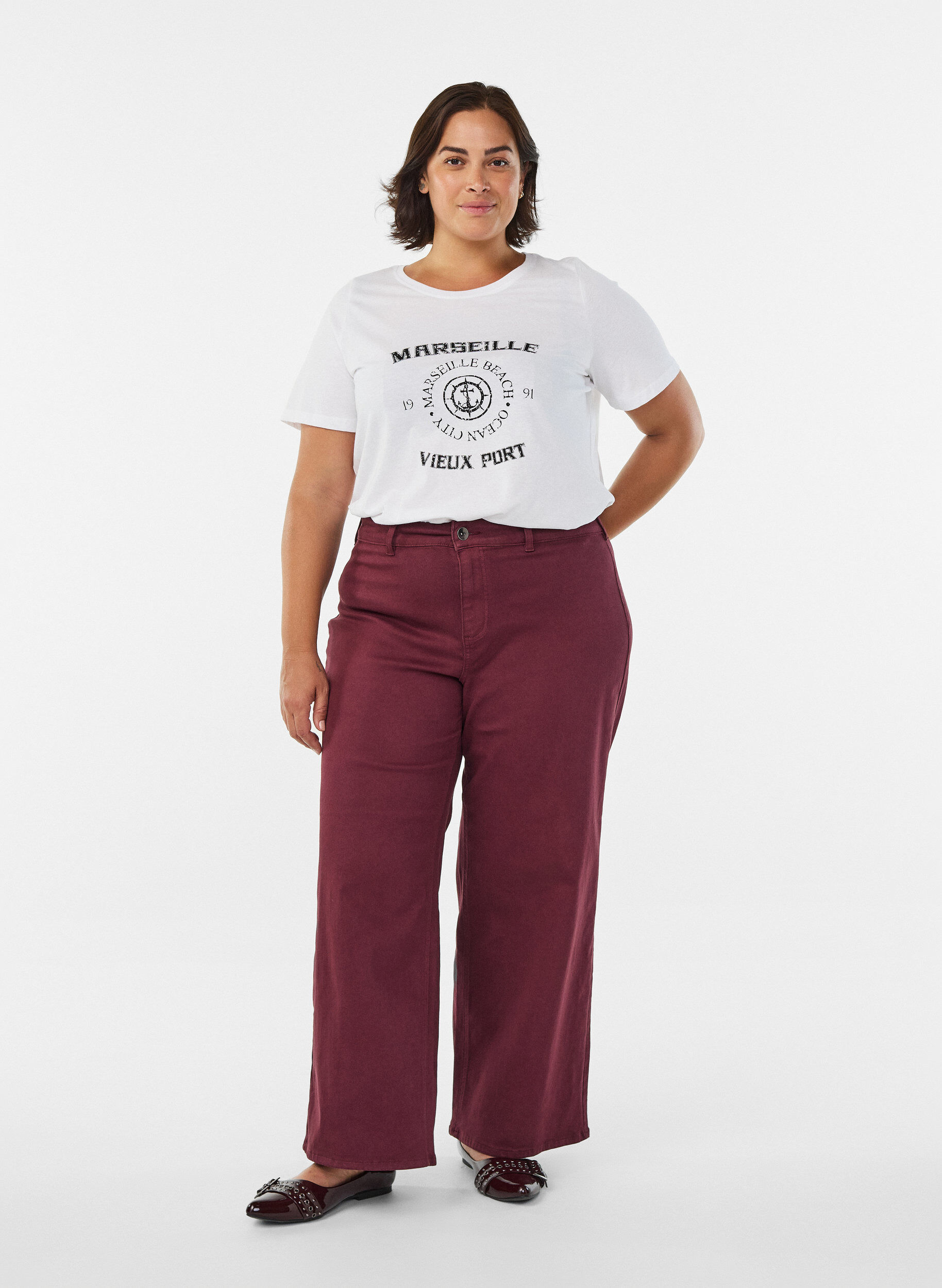 Zizzi FLASH - T-skjorte med trykk, Hvit, Model image number 1