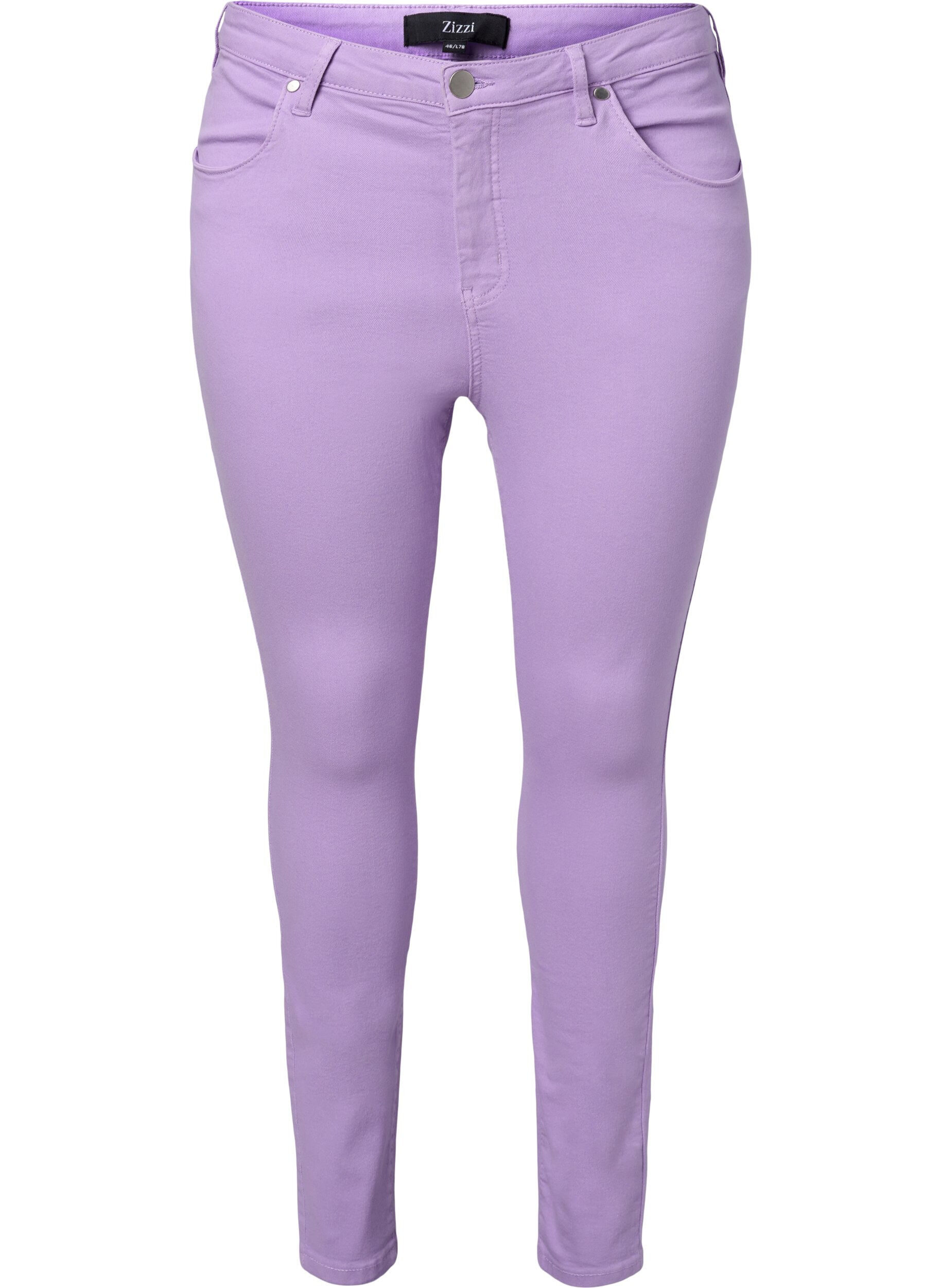 Zizzi Amy jeans med h&oslash;yt liv og super slim fit, Lavender, Packshot image number 0