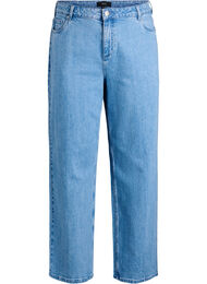 Jeans med vide ben og h&oslash;y midje, Bl&aring;