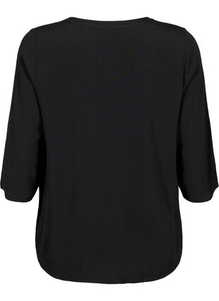 Bluse i viskose med 3/4-ermer, Black, Packshot image number 1