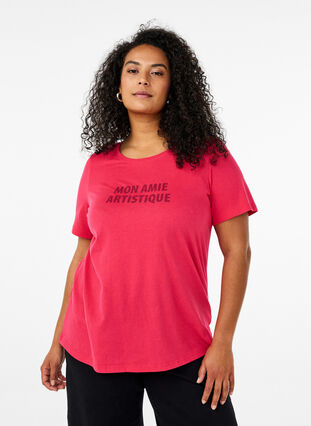 Zizzi FLASH - T-skjorte med motiv, Rose, Model image number 0