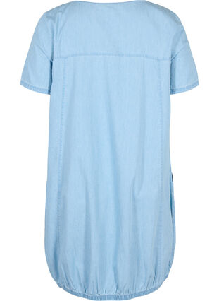 Kortermet denimkjole med lommer, Light blue denim, Packshot image number 1