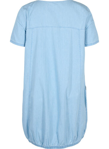 Kortermet denimkjole med lommer, Light blue denim, Packshot image number 1
