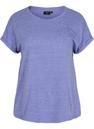 Melert T-skjorte i bomull, Dazzling Blue Mel