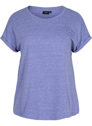 Melert T-skjorte i bomull, Dazzling Blue Mel, Packshot image number 0