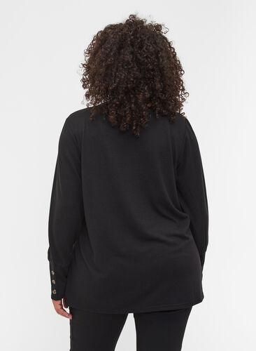 Langermet genser med knappedetaljer, Black, Model image number 1