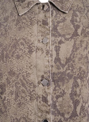 Zizzi Kort denim skjortekjole med slangeprint, Light Snake AOP, Packshot image number 2