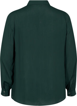 Viskoseskjorte med knappelukknig og volangdetaljer, Scarab, Packshot image number 1