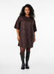 Mønstret kjole med 3/4-ermer, Brun, Model image number 1