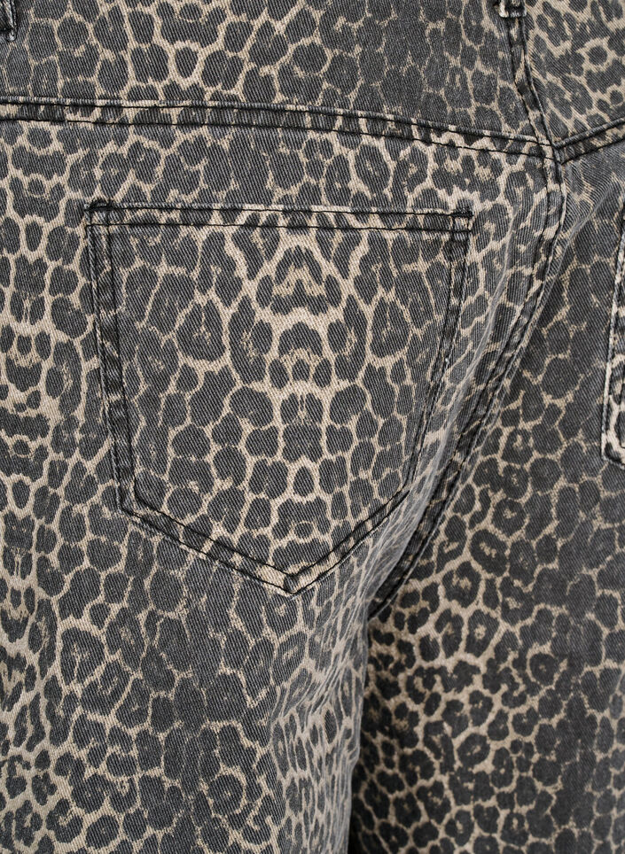 Leopardmønstret denim Bermudashorts, Leopard, Packshot