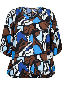 Viskose bluse med print og smock