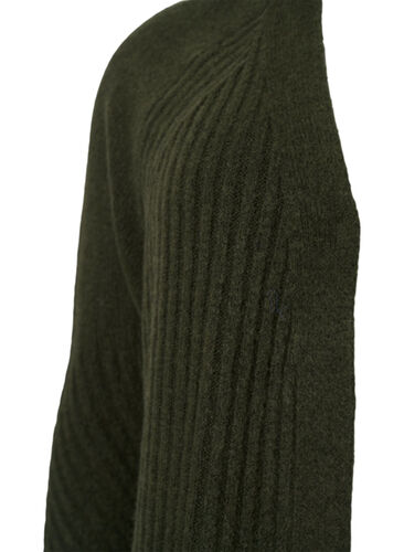 Lang cardigan i ribbestrikk, Forest Night Mel., Packshot image number 2