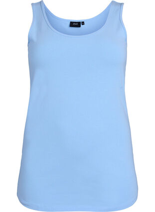Zizzi Ensfarget basic topp i bomull, Blå, Packshot image number 0