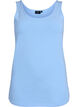 Ensfarget basic topp i bomull, Blå, Packshot image number 0