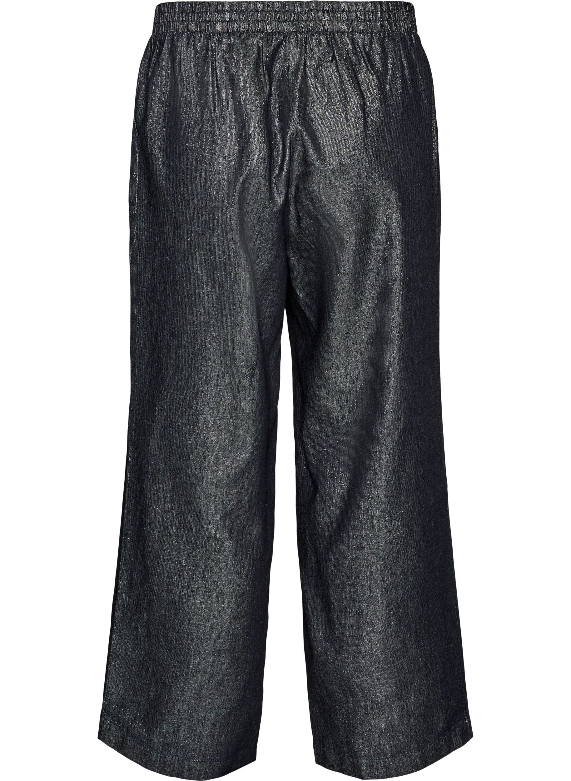 ZizziJeans med rette ben og glittertr&aring;d, Gr&aring;, Packshot image number 1