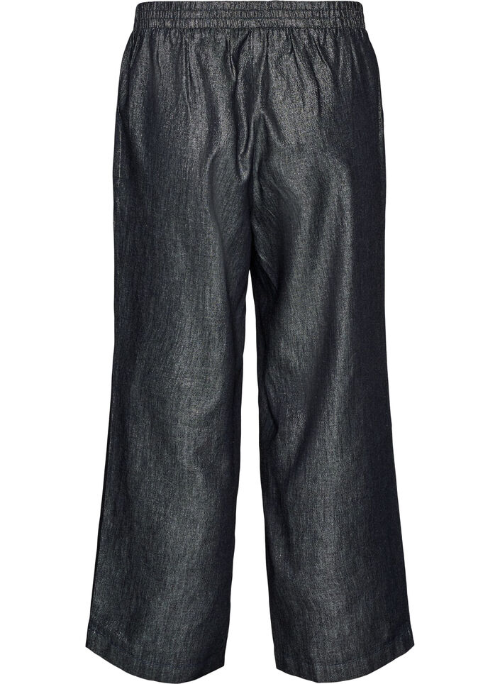 Jeans med rette ben og glittertr&aring;d, Gr&aring;, Packshot image number 1