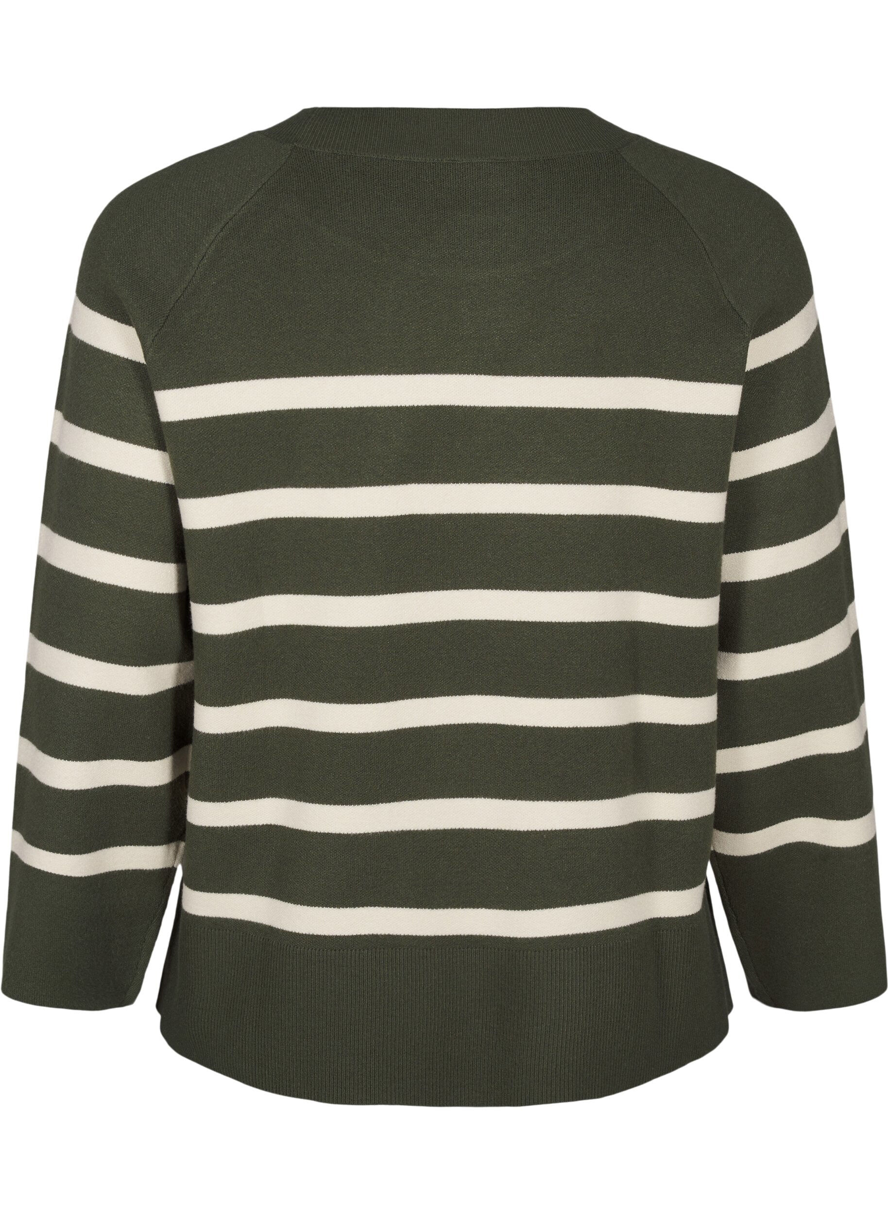 Zizzi Strikket bluse med rund hals og striper, D. Bag Birch Stripe, Packshot image number 1