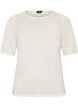 Mesh topp med korte ermer og rund hals, Vanilje, Packshot image number 0