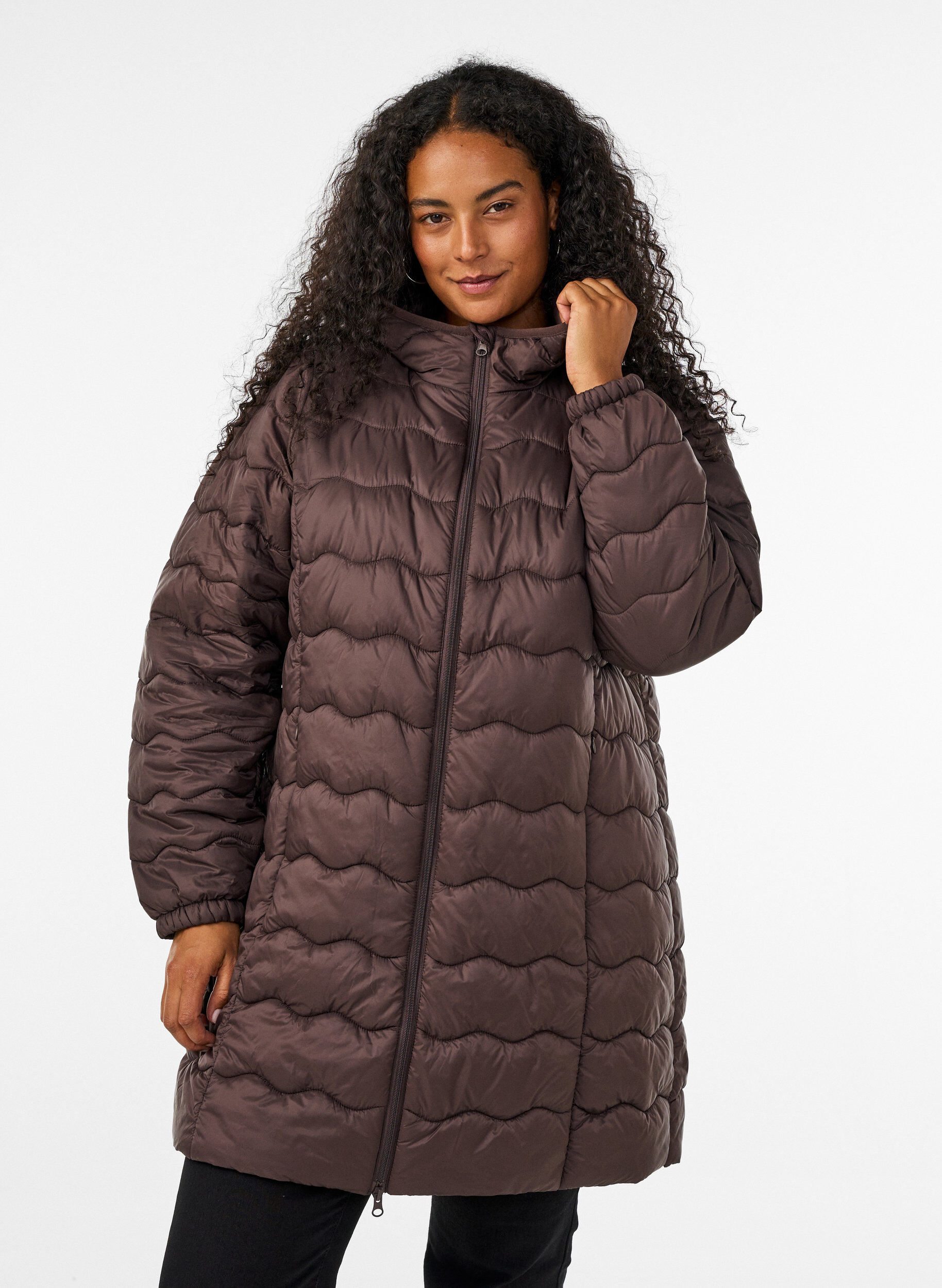 ZizziQuiltet jakke, Brun, Model image number 0