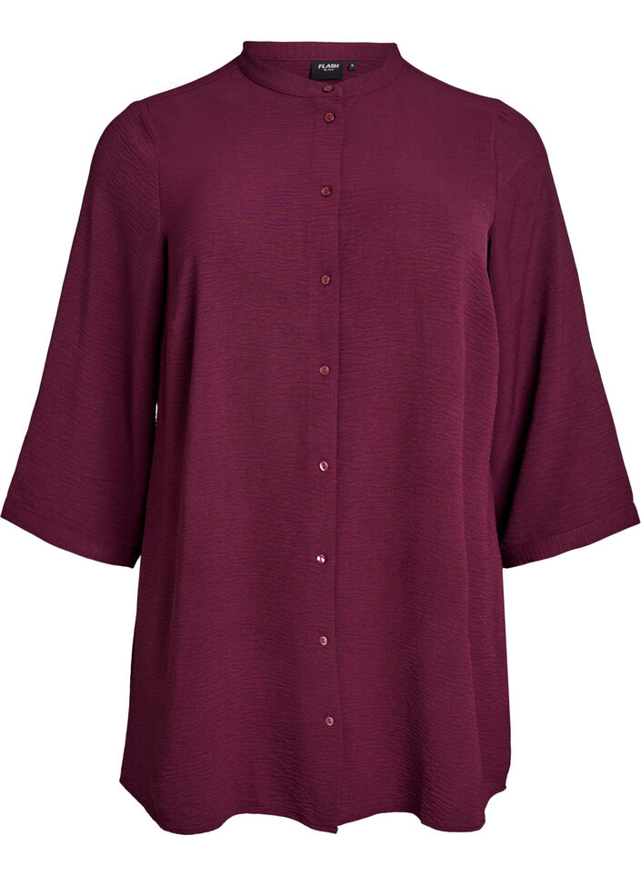 Tunika med 3/4-ermer, M&oslash;rk Bordeaux, Packshot image number 0