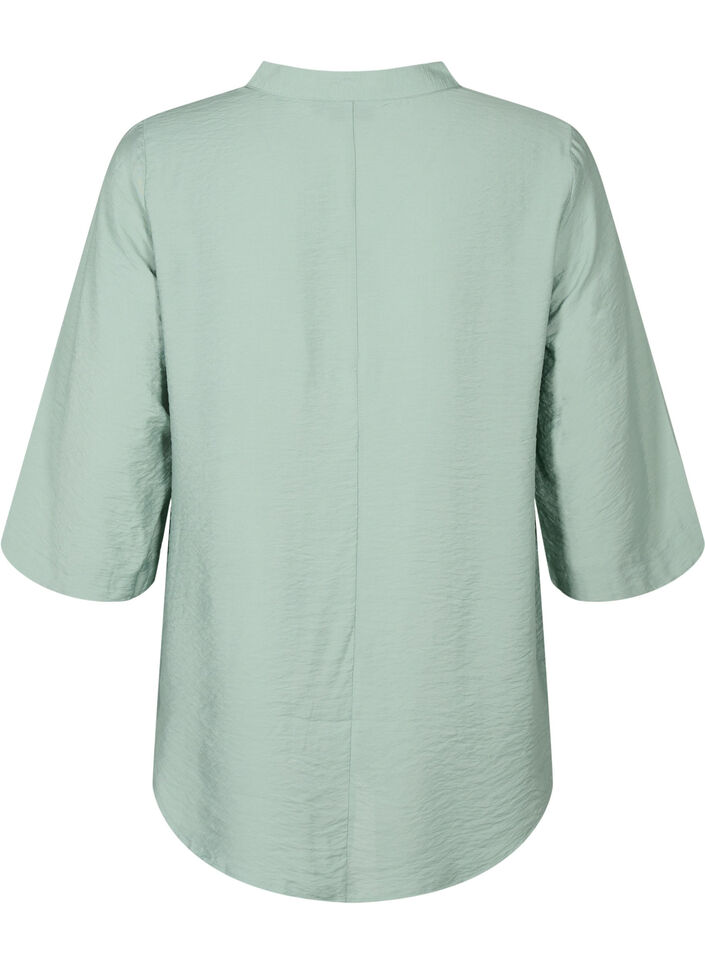 Ensfarget bluse med 3/4 ermer, Chinois Green, Packshot image number 1