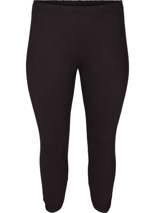 Basis 3/4-lengde leggings med rynkedetaljer, Black, Packshot image number 0