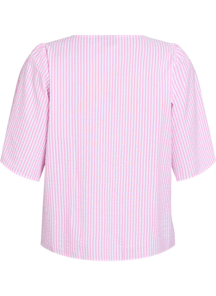 FLASH - Stripete bluse med sløyfer, Rosa, Packshot image number 1