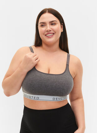 Myk BH med tekstprint, Medium Grey Melange, Model image number 0