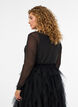 Gjennomsiktig meshbluse med rhinesteiner, Svart, Model image number 2