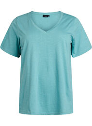Kortermet basic t-skjorte med v-hals, Bristol Blue