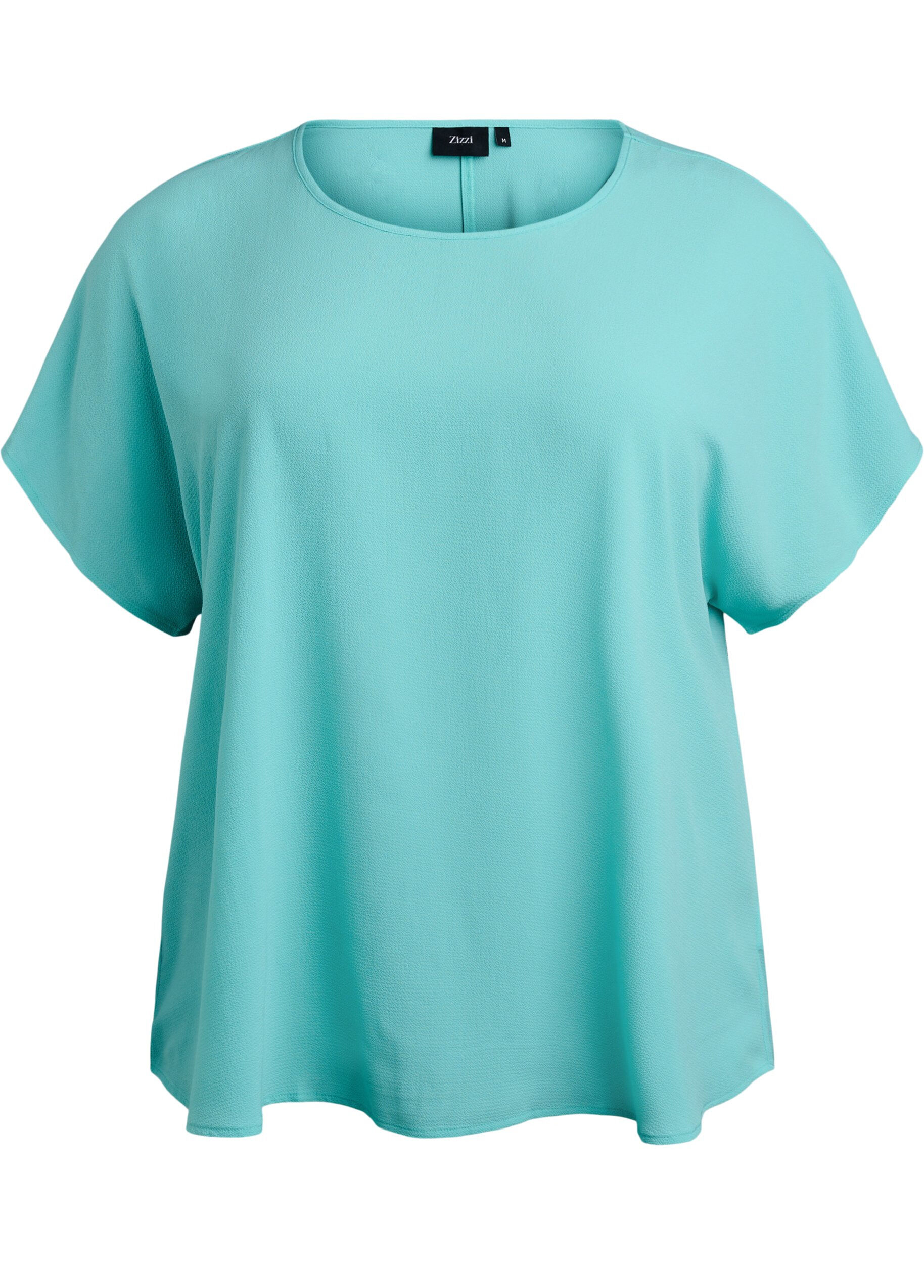 ZizziBluse med korte ermer og rund hals, Bl&aring;, Packshot image number 0