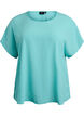 Bluse med korte ermer og rund hals, Bl&aring;, Packshot image number 0